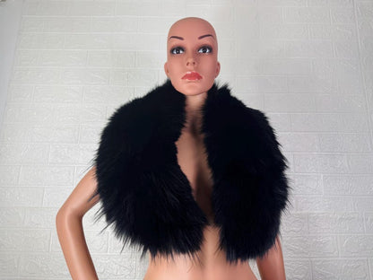 Black fox fur collar scarf