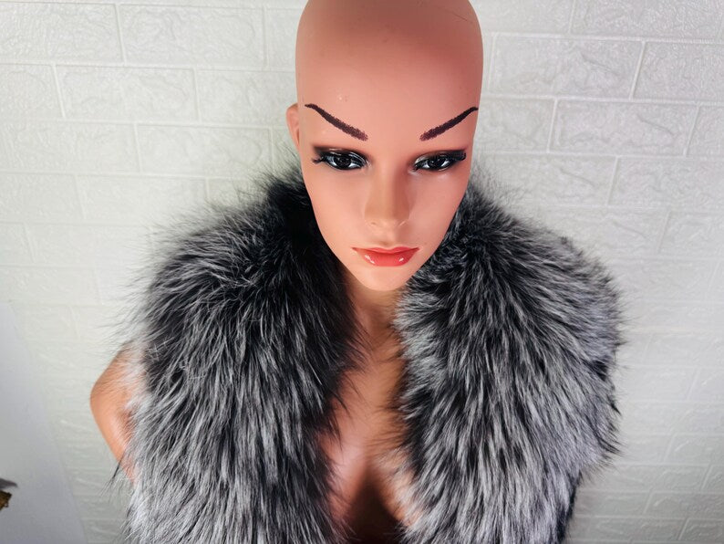 Silver Fox fur collar scarf