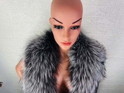 Silver Fox fur collar scarf