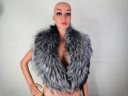 Silver Fox fur collar scarf