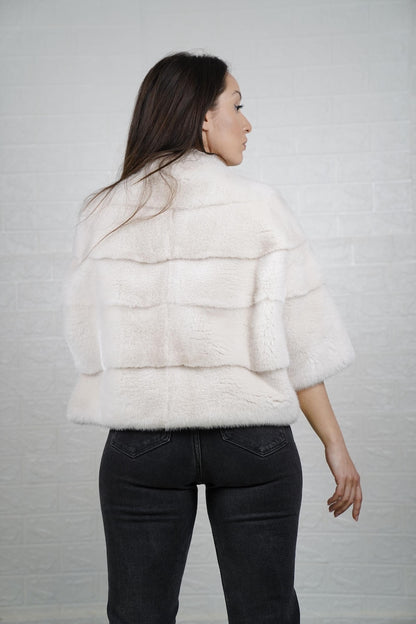 Real mink fur jacket with collar— warm and stylish winter fashion piece