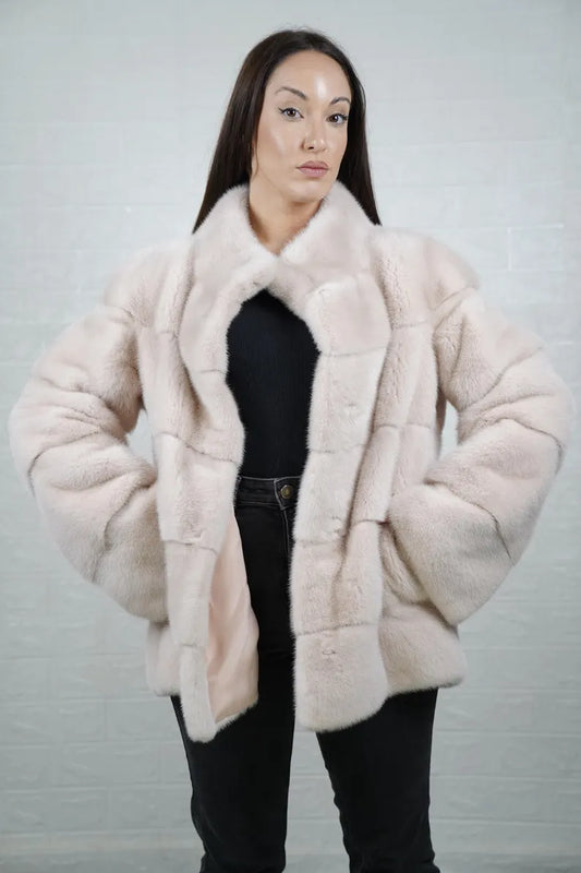 Elegant long mink fur coat for winter fashion