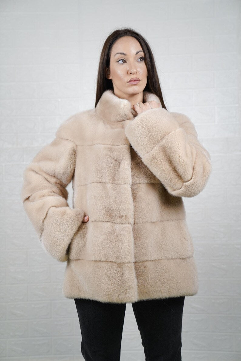 Stylish mink fur coat for formal occasions