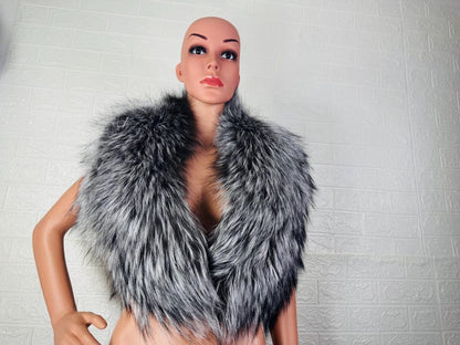 Silver Fox fur collar scarf