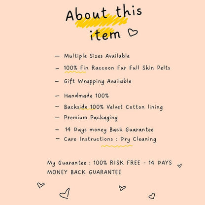 About the Fin Raccoon Blanket Throw Fur Natural - Tatifurs with care instructions and guarantees.