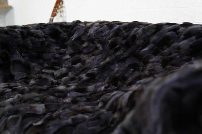 Rabbit Blanket Throw Rex Gray Orchid - Tatifurs in a close-up view, showcasing the rich textures and deep colors.