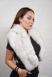 Luxurious natural white fox fur collar scarf