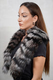 Natural fox fur collar with soft, flowing hair