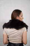 Natural fox fur collar with soft, flowing hair