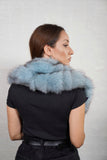 Natural fox fur collar with a tapered shape and soft, flowing fur
