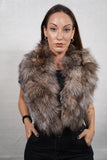 Elegant fox fur collar highlighting the natural texture of the fur