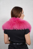 Handmade soft fuchsia fox fur collar scarf