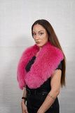 Handmade soft fuchsia fox fur collar scarf