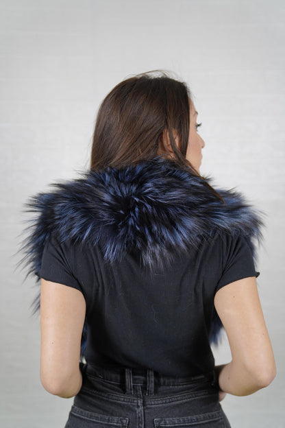 Detachable fox fur collar with full volume