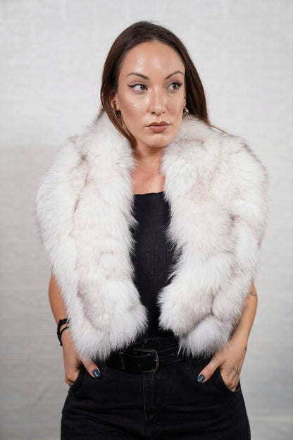 Detachable fox fur collar with full volume