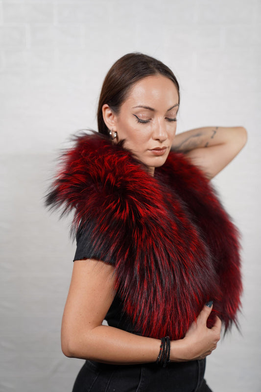 Smooth fox fur collar with dense, long fur