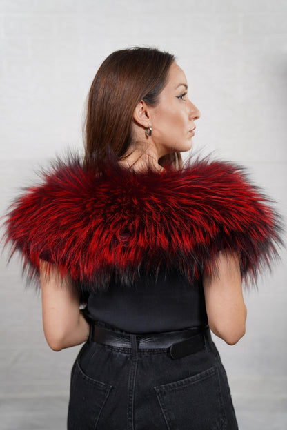 Elegant fox fur collar highlighting the natural texture of the fur