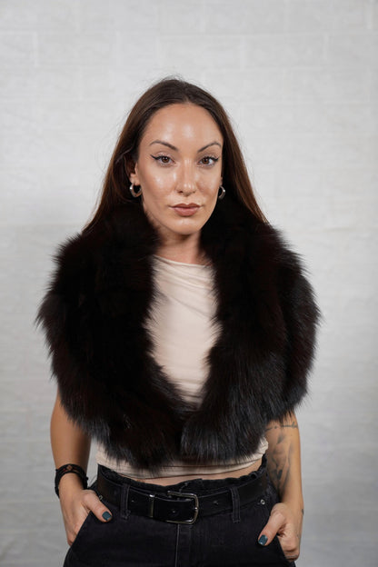 Detachable fox fur collar with full volume