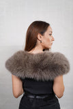 Plush fox fur collar with soft, fluffy texture