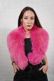Handmade soft fuchsia fox fur collar scarf