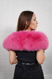 Handmade soft fuchsia fox fur collar scarf