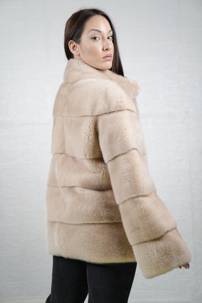 Elegant long mink fur coat for winter fashion