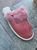 Fur Slippers for Women Pink, Genuine Leather, Sheepskin