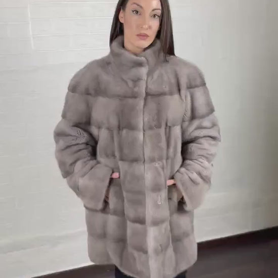Mink fur coat silver video — Greek craftsmanship, TatiFurs
