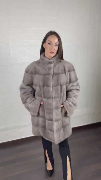 Mink fur coat silver video — Greek craftsmanship, TatiFurs
