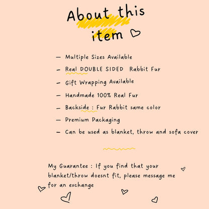 LIGHT BLUE DOUBLE SIDED Rex Rabbit Fur Blanket  •  Luxury Fur Blanket Throw  • Fur Bedspread  •  Home Warmer Blanket  • Perfect for your Living Room