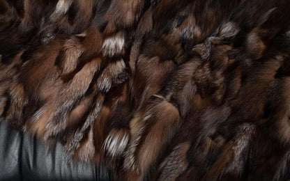 Fox Fur Blanket Throw Crystal Dark - Tatifurs close-up showcasing rich fur texture and warm hues.