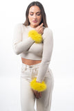 Yellow Fox Fur Cuffs