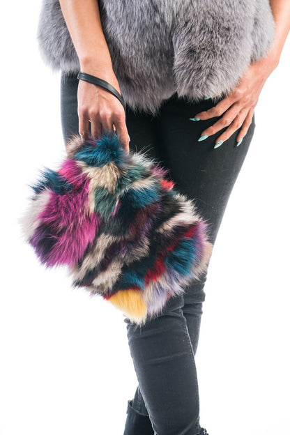 Fur bags, fur shoulder bag , multicolor fur bag