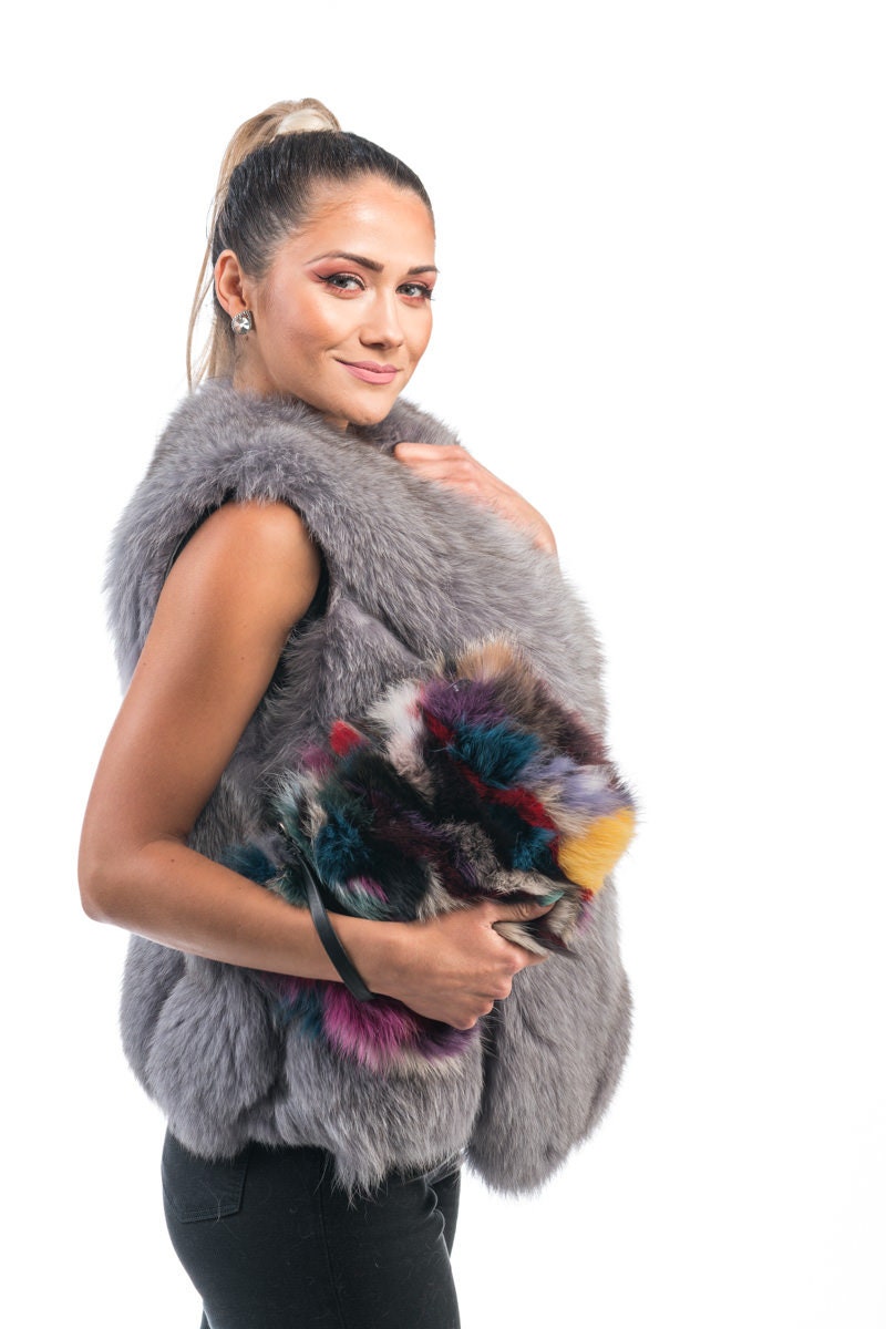 Fur bags, fur shoulder bag , multicolor fur bag