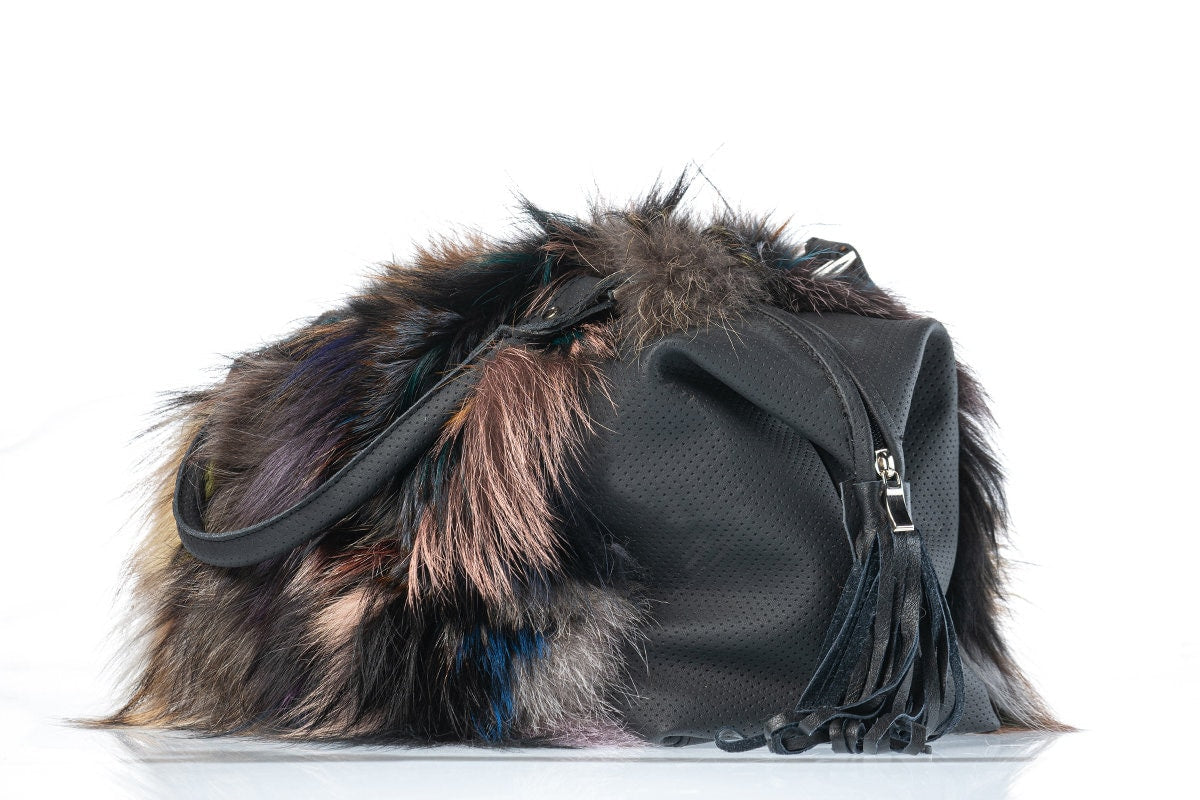 Fur bags, fur shoulder bag , multicolor fur bag