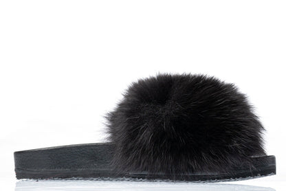 Fur slides, fur slippers, fox fur slides, fluffy slides