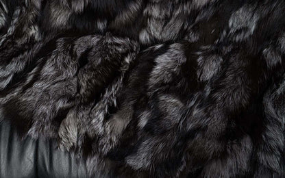 Fox Fur Blanket Throw Silver Dark - Tatifurs, showing rich charcoal and deeper silver tones in luxurious fur.