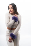 Purple Fox Fur Cuffs