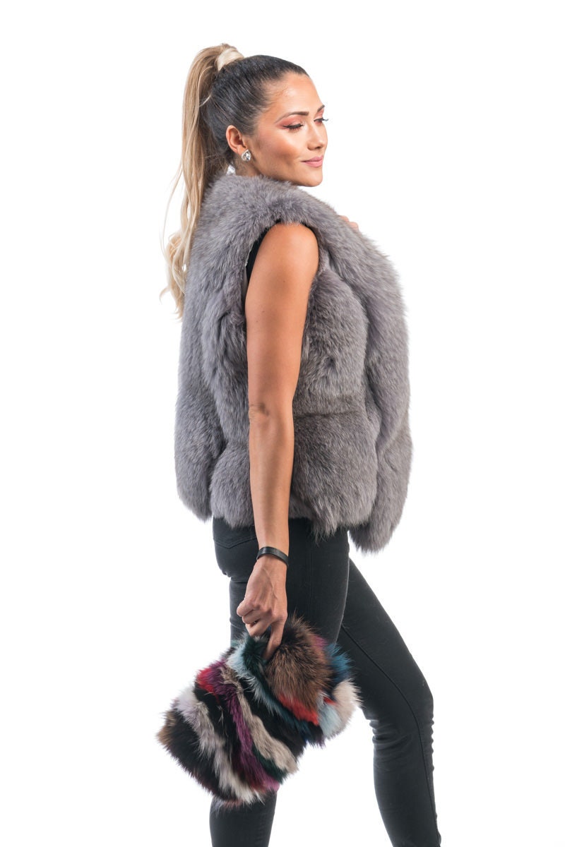Fur bags, fur shoulder bag , multicolor fur bag