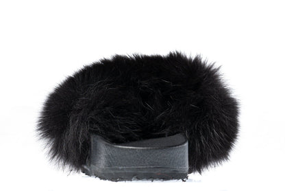Fur slides, fur slippers, fox fur slides, fluffy slides