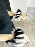 Black White Fox Fur Cuffs