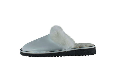 Sheepskin Wool Leather Fur Slippers White for Women, featuring genuine leather and cozy fur lining for ultimate comfort.