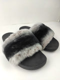 Fur slides, fur slippers, rabbit fur slides, fluffy slides