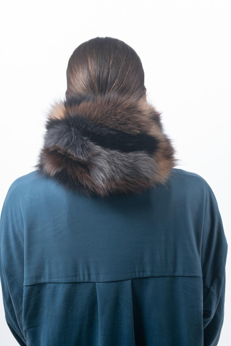 Fox Fur Scarf Neck Warmer Colorful - Tatifurs showcasing vibrant colors around the neck.