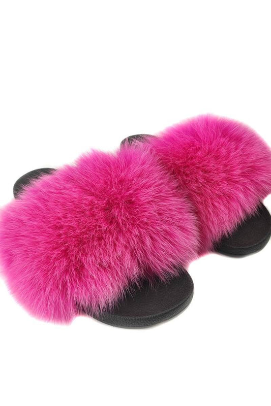 Fox Fur Slides Fuchsia