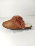 Fur Slippers for Women Brown, Genuine Leather, Sheepskin