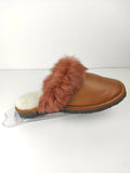 Fur Slippers for Women Brown, Genuine Leather, Sheepskin