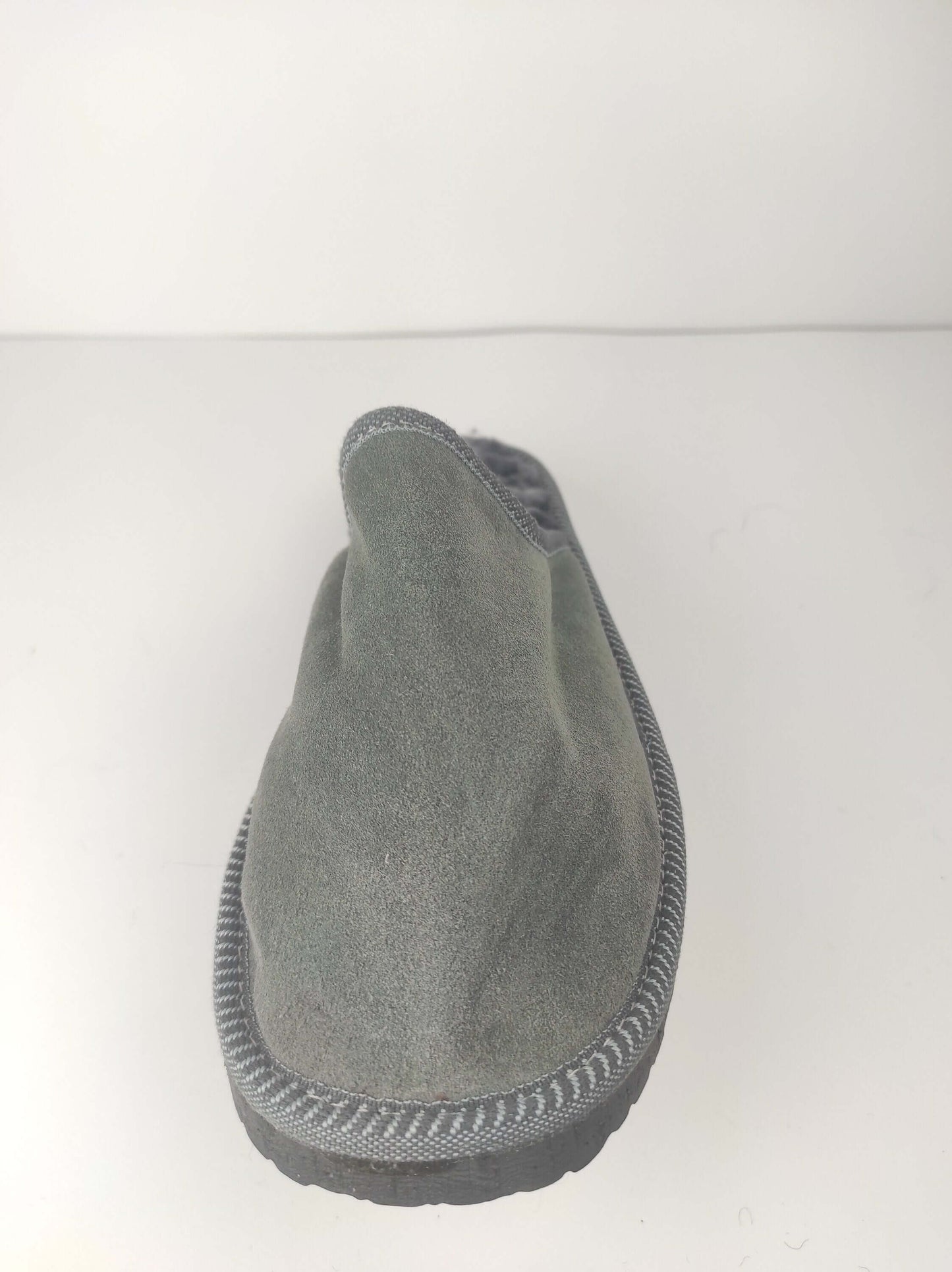 Leather Fur Sheepskin Slippers for Men Gray - Tatifurs, showcasing the soft exterior and durable sole.