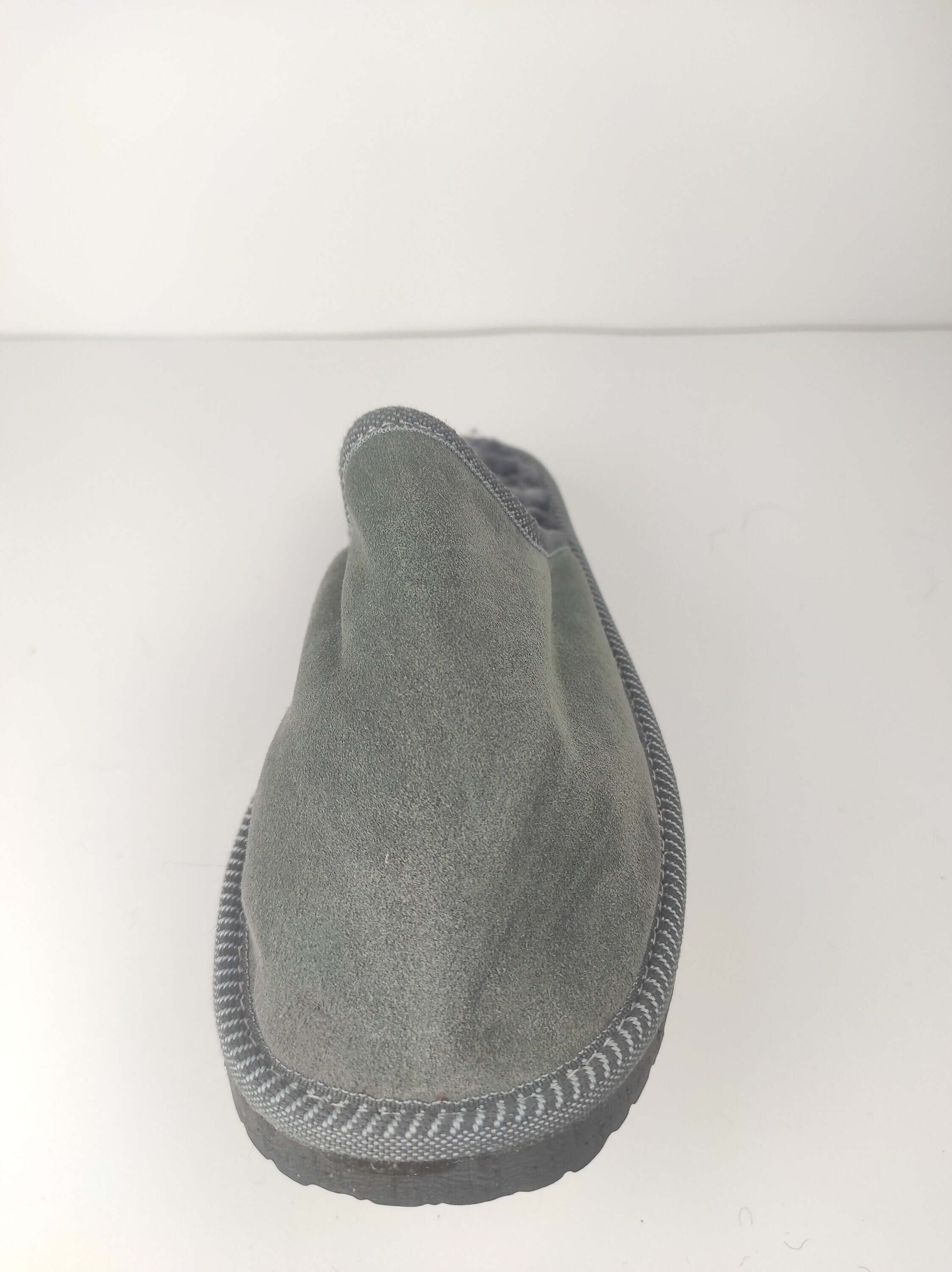 Leather Fur Sheepskin Slippers for Men Gray - Tatifurs, showcasing the soft exterior and durable sole.