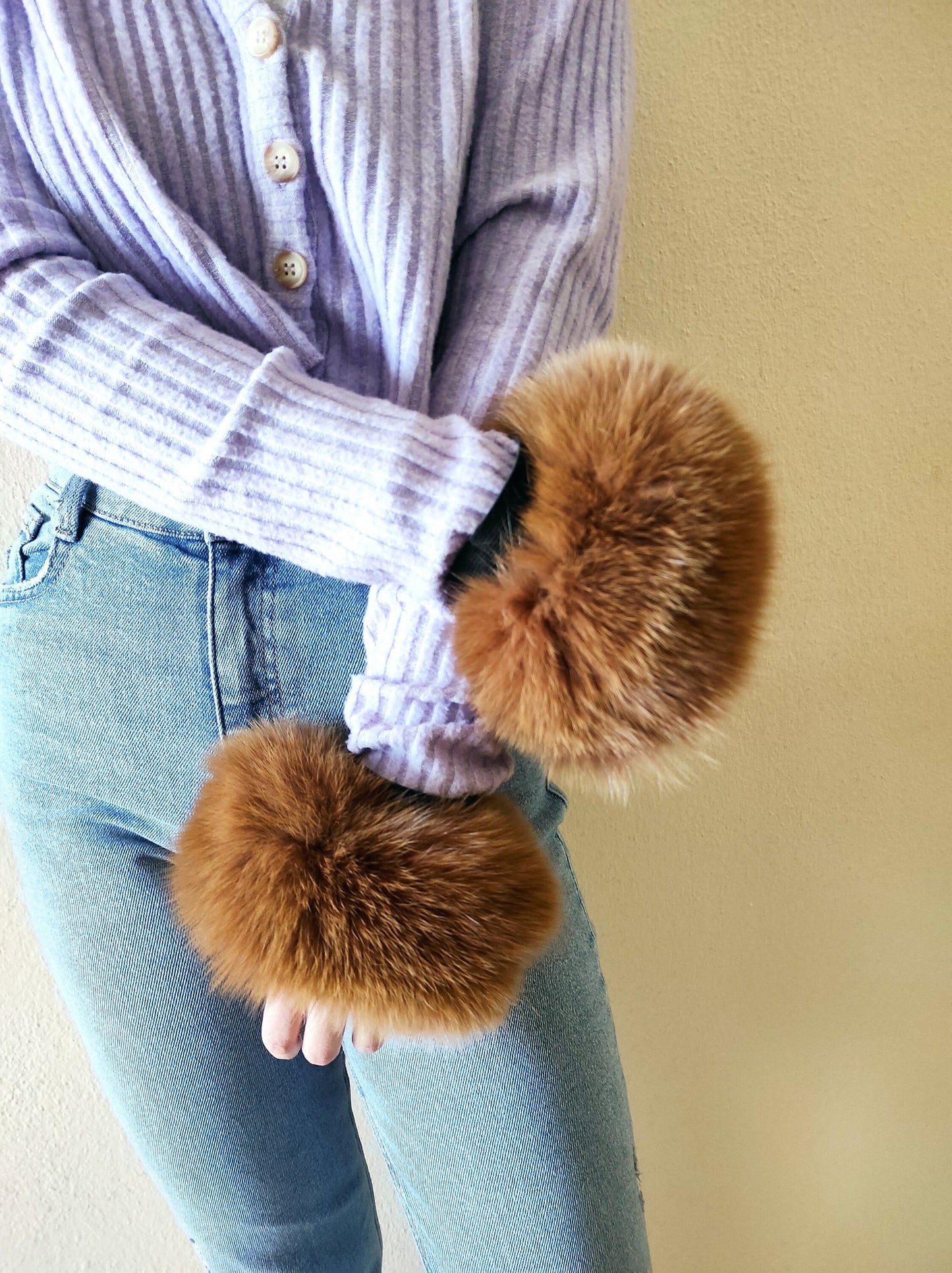 Brown Fox Fur Cuffs
